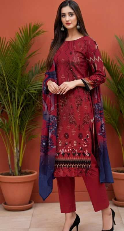 Premium Lawn Digital Print 3PC Unstitched Suit