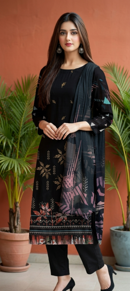 Orange Premium Lawn Digital Print Unstitched 3-Piece Suit – Article 08 (Vol-101)
