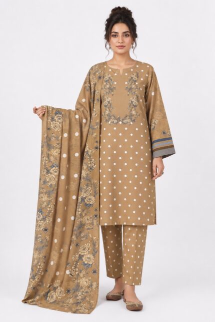 Maria B Beige 3 Piece Unstitched Digital Lawn Suit