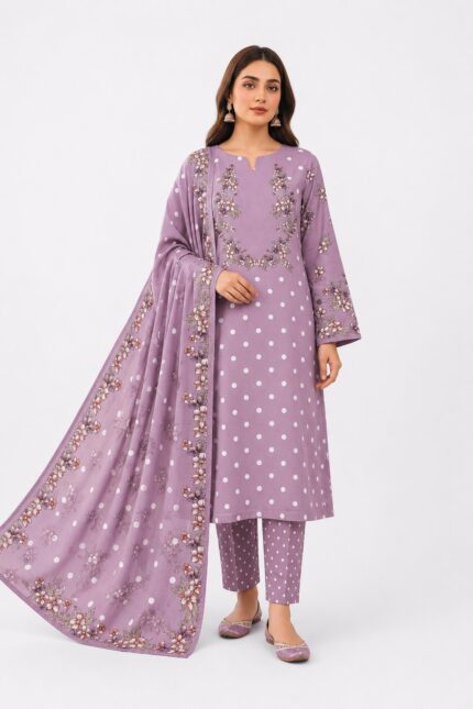 Maria B Lavender 3 Piece Unstitched Digital Lawn Suit
