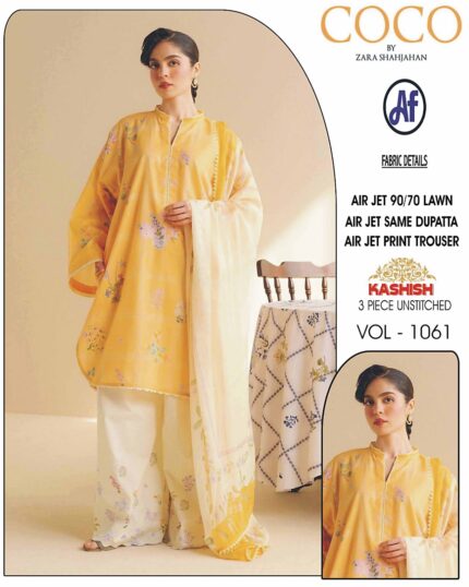 Zara Shahjahan Yellow Lawn Suit