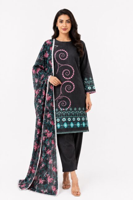 Designer Black Printed Lawn Suit for Women – Alkaram Luxury Summer Wear