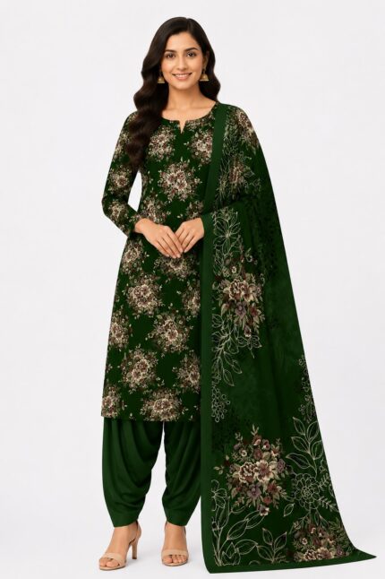 Alkaram Printed Lawn Suit for Women – Emerald Green Floral