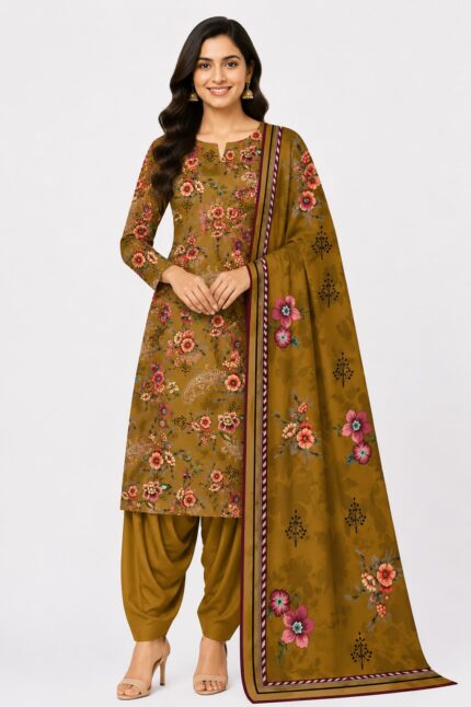 Alkaram Printed Lawn Suit for Women – Mustard Floral